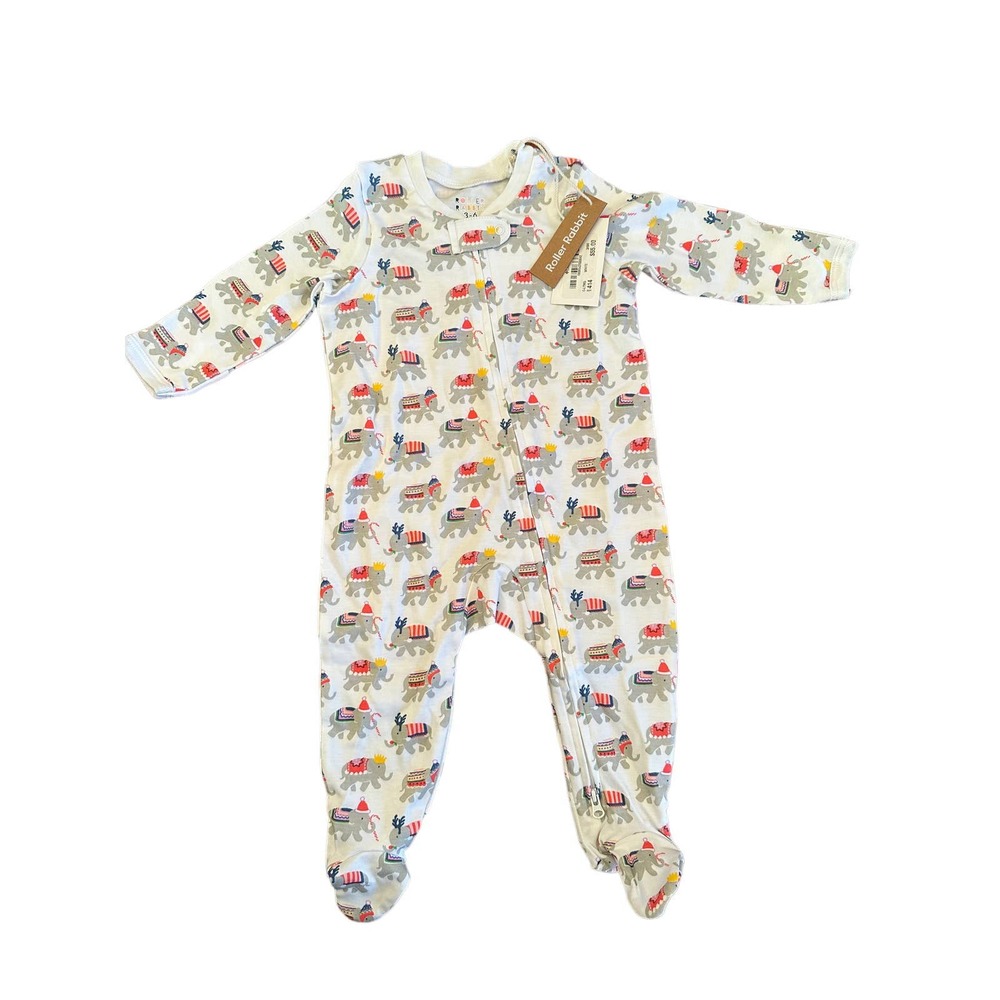 Roller Rabbit Baby RARE Christmas Elephant Footie Pajamas BNWT Rare find